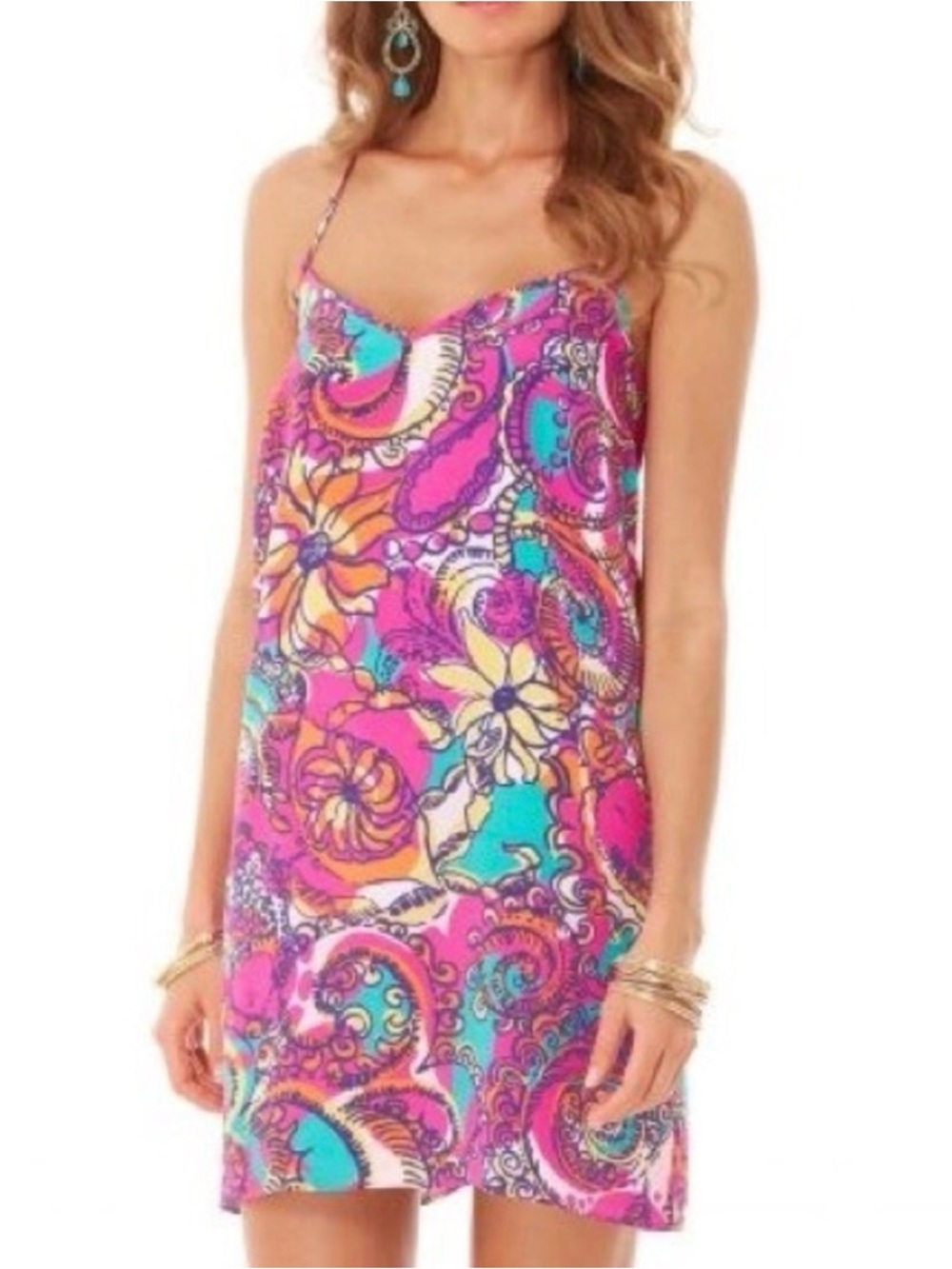 Lilly Pulitzer Dusk Silk Slip Dress Sea and Be Seen Floral Strappy Mini Pink - Picture 7 of 8